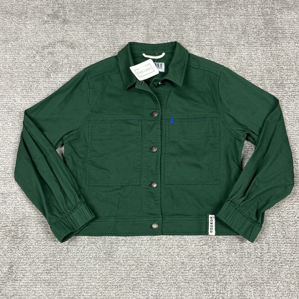 Komodo Neptune Jacket Womens Small (2) Green Organic Cotton Button New